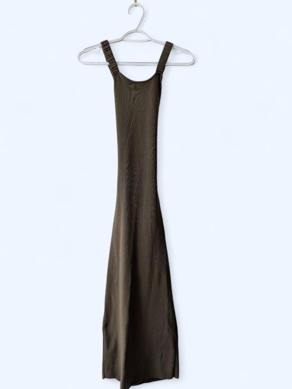 ZARA Olive Green Knit Open Back Maxi Dress Size